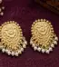 Pink monalisa stone pearl stud earrings in silver replica finish