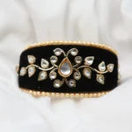 Black kundan bracelet with floral design