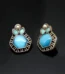 Aqua Hexa Monalisa Stud Earrings in oxidised silver finish