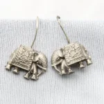 Royal Elephant Silver Replica Hoop Earrings with ethnic detailing