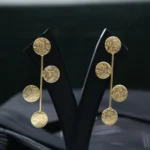 Golden Coin Drop Earrings - Image 2
