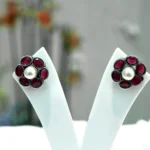 Vintage Ruby Pearl Stud Earrings - Image 5