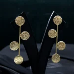 Golden Coin Drop Earrings - Image 3
