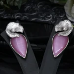 Blush Leaf Drop Earrings - Image 2
