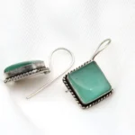 Mint Square Stone Drop Earrings - Image 2
