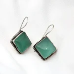 Mint Square Stone Drop Earrings - Image 3