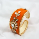 Orange Kundan Bracelet - Image 3