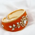 Orange Kundan Bracelet - Image 4