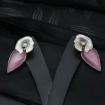Blush Leaf Drop Earrings - Image 3