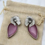 Blush Leaf Drop Earrings - Image 4