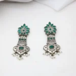 Green Pearl Silver Replica Earrings - Image 2