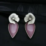 Blush Leaf Drop Earrings - Image 5